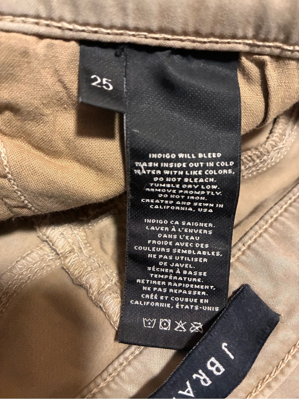 J Brand Tan Khaki Ankle Zip Skinny Pants - Size 25 - Picture 5 of 5